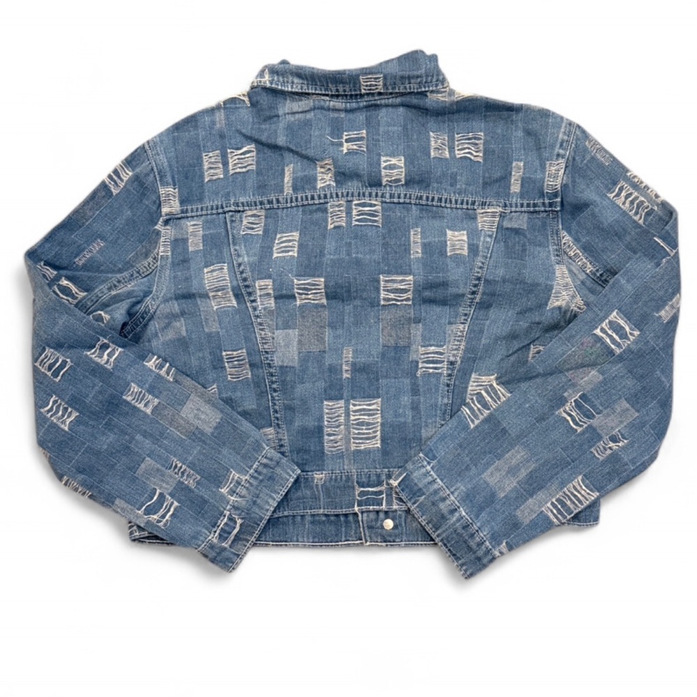 L’AGENCE Koda Cropped Denim Jacket Tuscon Patchwork S NWT - Picture 5 of 11